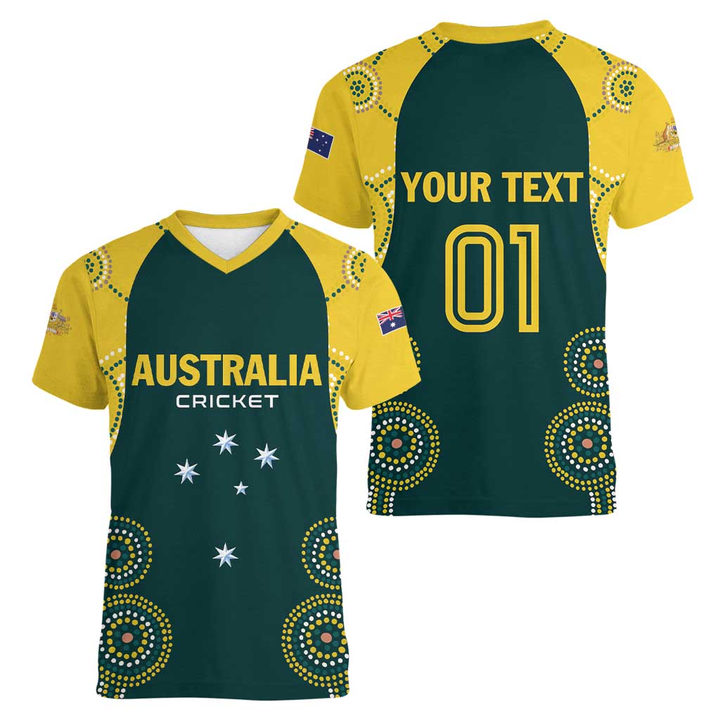 Custom Australia Cricket Women V-Neck T-Shirt Aussies Champions