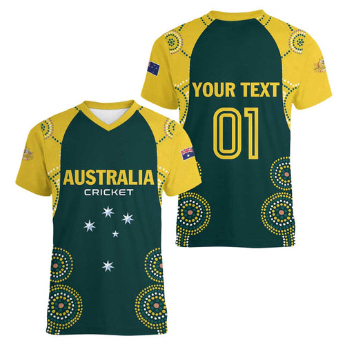 Custom Australia Cricket Women V-Neck T-Shirt Aussies Champions