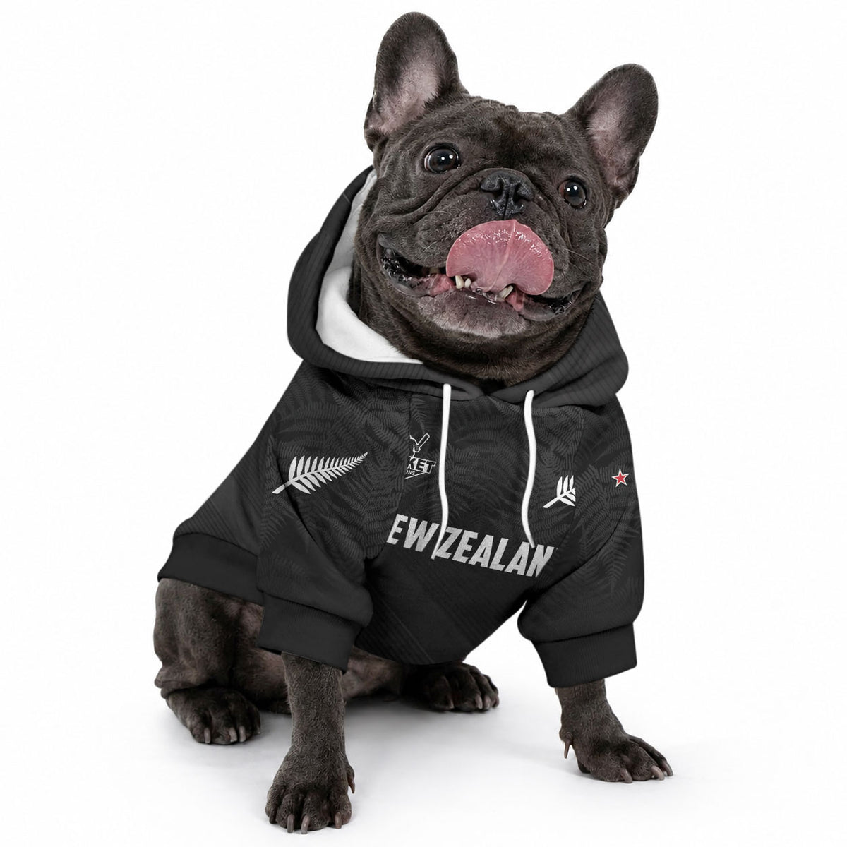 Custom New Zealand Cricket Pet Hoodie Aotearoa Black Cap Come On