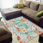 Australia Pink Cockatoo Aboriginal Art Area Rug Tropical Hibiscus Floral Style