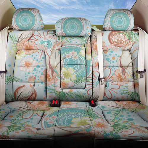 Australia Pink Cockatoo Aboriginal Art Back Car Seat Cover Tropical Hibiscus Floral Style