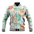 Australia Pink Cockatoo Aboriginal Art Baseball Jacket Tropical Hibiscus Floral Style
