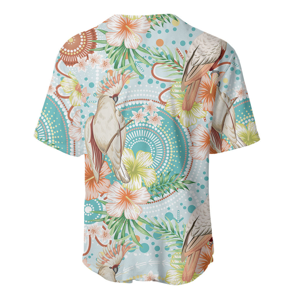 Australia Pink Cockatoo Aboriginal Art Baseball Jersey Tropical Hibiscus Floral Style