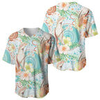 Australia Pink Cockatoo Aboriginal Art Baseball Jersey Tropical Hibiscus Floral Style