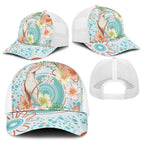 Australia Pink Cockatoo Aboriginal Art Baseball Net Cap Tropical Hibiscus Floral Style