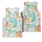 Australia Pink Cockatoo Aboriginal Art Basketball Jersey Tropical Hibiscus Floral Style