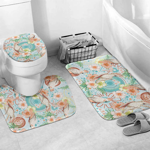 Australia Pink Cockatoo Aboriginal Art Bathroom Set Tropical Hibiscus Floral Style