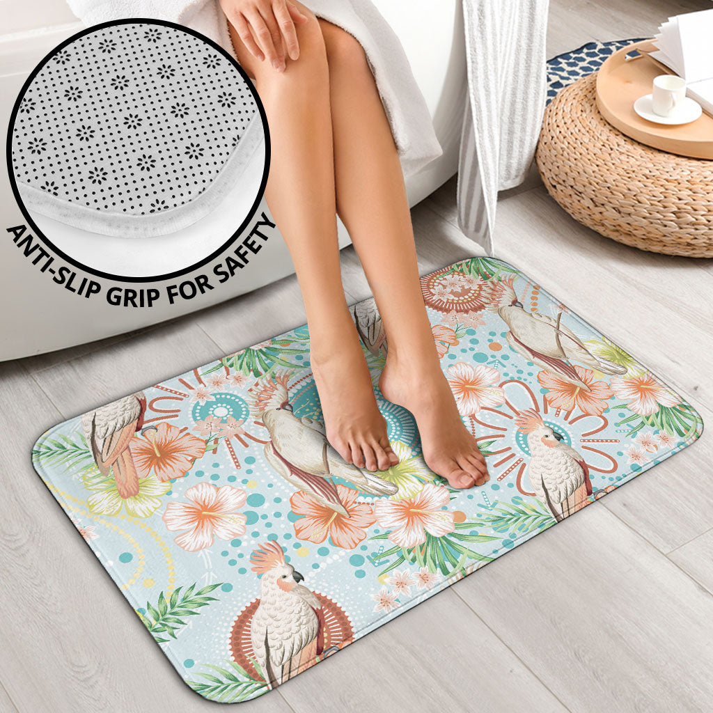 Australia Pink Cockatoo Aboriginal Art Bathroom Set Tropical Hibiscus Floral Style