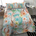 Australia Pink Cockatoo Aboriginal Art Bedding Set Tropical Hibiscus Floral Style