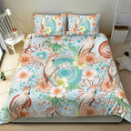 Australia Pink Cockatoo Aboriginal Art Bedding Set Tropical Hibiscus Floral Style