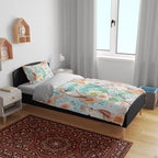 Australia Pink Cockatoo Aboriginal Art Bedding Set Tropical Hibiscus Floral Style