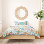 Australia Pink Cockatoo Aboriginal Art Bedding Set Tropical Hibiscus Floral Style