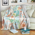 Australia Pink Cockatoo Aboriginal Art Blanket Tropical Hibiscus Floral Style
