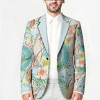 Australia Pink Cockatoo Aboriginal Art Blazer Tropical Hibiscus Floral Style