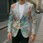 Australia Pink Cockatoo Aboriginal Art Blazer Tropical Hibiscus Floral Style