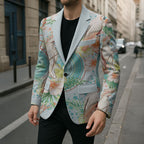 Australia Pink Cockatoo Aboriginal Art Blazer Tropical Hibiscus Floral Style