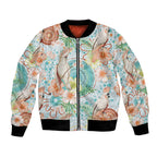 Australia Pink Cockatoo Aboriginal Art Bomber Jacket Tropical Hibiscus Floral Style