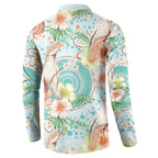 Australia Pink Cockatoo Aboriginal Art Button Sweatshirt Tropical Hibiscus Floral Style