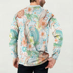 Australia Pink Cockatoo Aboriginal Art Button Sweatshirt Tropical Hibiscus Floral Style