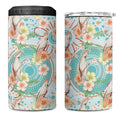 Australia Pink Cockatoo Aboriginal Art 4 in 1 Can Cooler Tumbler Tropical Hibiscus Floral Style