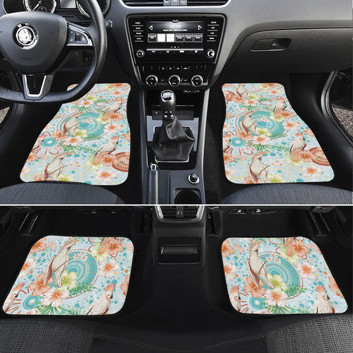 Australia Pink Cockatoo Aboriginal Art Car Mats Tropical Hibiscus Floral Style