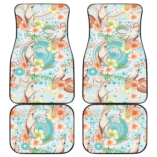 Australia Pink Cockatoo Aboriginal Art Car Mats Tropical Hibiscus Floral Style