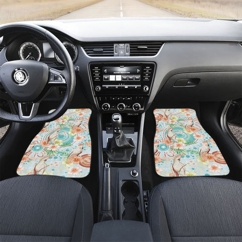 Australia Pink Cockatoo Aboriginal Art Car Mats Tropical Hibiscus Floral Style