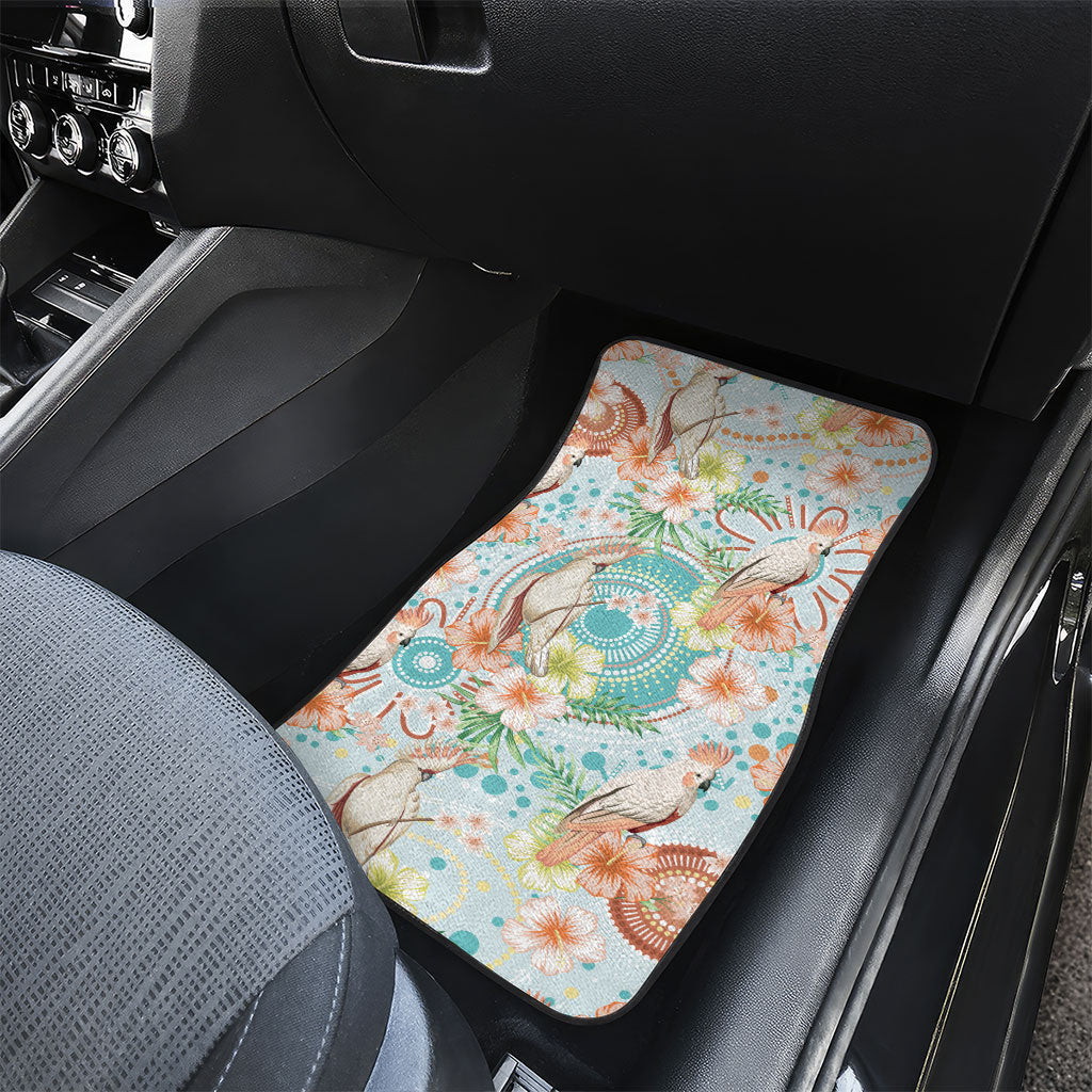 Australia Pink Cockatoo Aboriginal Art Car Mats Tropical Hibiscus Floral Style