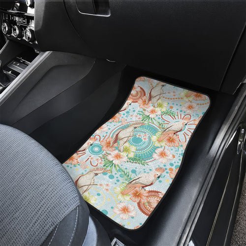 Australia Pink Cockatoo Aboriginal Art Car Mats Tropical Hibiscus Floral Style