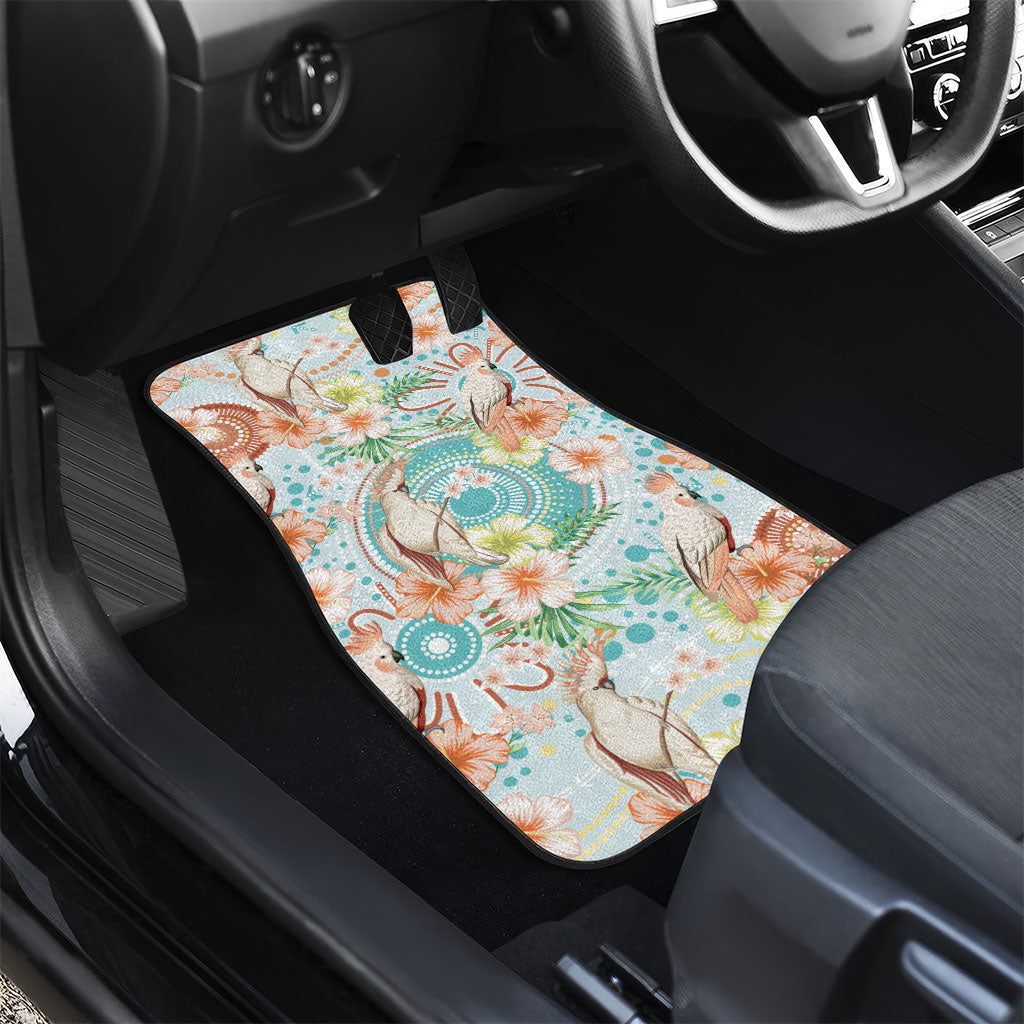 Australia Pink Cockatoo Aboriginal Art Car Mats Tropical Hibiscus Floral Style