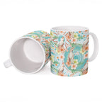 Australia Pink Cockatoo Aboriginal Art Ceramic Mug Tropical Hibiscus Floral Style
