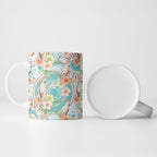 Australia Pink Cockatoo Aboriginal Art Ceramic Mug Tropical Hibiscus Floral Style