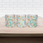 Australia Pink Cockatoo Aboriginal Art Ceramic Mug Tropical Hibiscus Floral Style
