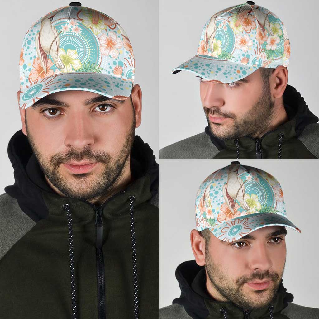 Australia Pink Cockatoo Aboriginal Art Classic Cap Tropical Hibiscus Floral Style
