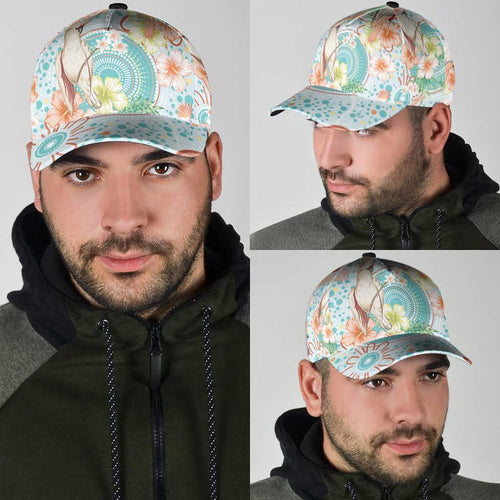 Australia Pink Cockatoo Aboriginal Art Classic Cap Tropical Hibiscus Floral Style