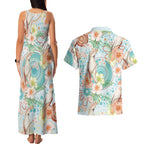 Australia Pink Cockatoo Aboriginal Art Couples Matching Tank Maxi Dress and Hawaiian Shirt Tropical Hibiscus Floral Style