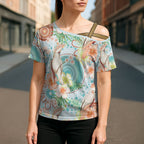 Australia Pink Cockatoo Aboriginal Art Cross Shoulder Shirt Tropical Hibiscus Floral Style