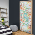 Australia Pink Cockatoo Aboriginal Art Door Cover Tropical Hibiscus Floral Style