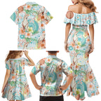 Australia Pink Cockatoo Aboriginal Art Family Matching Mermaid Dress and Hawaiian Shirt Tropical Hibiscus Floral Style