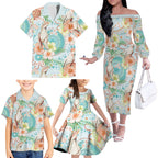 Australia Pink Cockatoo Aboriginal Art Family Matching Off The Shoulder Long Sleeve Dress and Hawaiian Shirt Tropical Hibiscus Floral Style