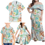 Australia Pink Cockatoo Aboriginal Art Family Matching Off Shoulder Maxi Dress and Hawaiian Shirt Tropical Hibiscus Floral Style
