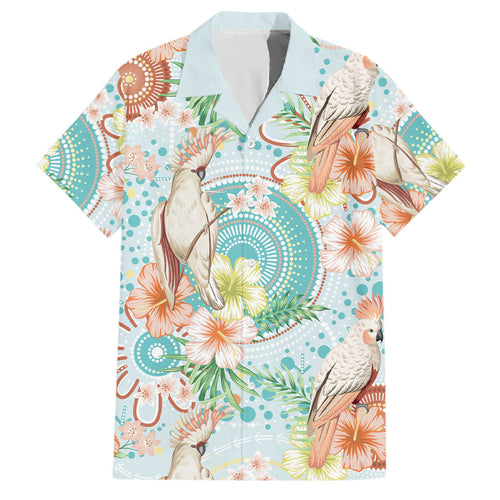 Australia Pink Cockatoo Aboriginal Art Family Matching Off Shoulder Maxi Dress and Hawaiian Shirt Tropical Hibiscus Floral Style