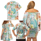 Australia Pink Cockatoo Aboriginal Art Family Matching Off Shoulder Short Dress and Hawaiian Shirt Tropical Hibiscus Floral Style