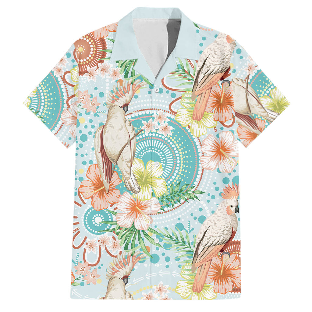 Australia Pink Cockatoo Aboriginal Art Family Matching Puletasi and Hawaiian Shirt Tropical Hibiscus Floral Style