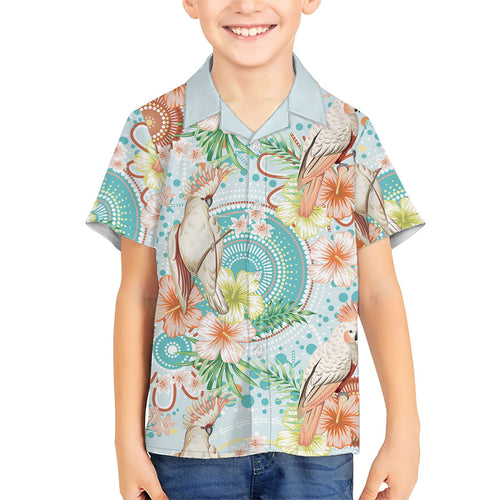 Australia Pink Cockatoo Aboriginal Art Family Matching Puletasi and Hawaiian Shirt Tropical Hibiscus Floral Style
