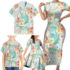 Australia Pink Cockatoo Aboriginal Art Family Matching Short Sleeve Bodycon Dress and Hawaiian Shirt Tropical Hibiscus Floral Style