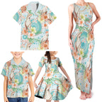Australia Pink Cockatoo Aboriginal Art Family Matching Tank Maxi Dress and Hawaiian Shirt Tropical Hibiscus Floral Style