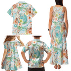 Australia Pink Cockatoo Aboriginal Art Family Matching Tank Maxi Dress and Hawaiian Shirt Tropical Hibiscus Floral Style