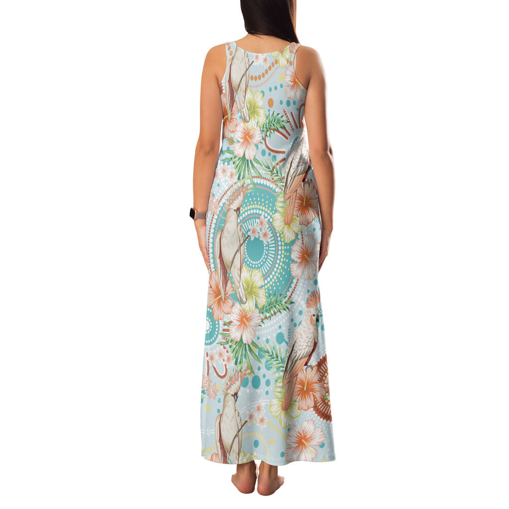 Australia Pink Cockatoo Aboriginal Art Family Matching Tank Maxi Dress and Hawaiian Shirt Tropical Hibiscus Floral Style