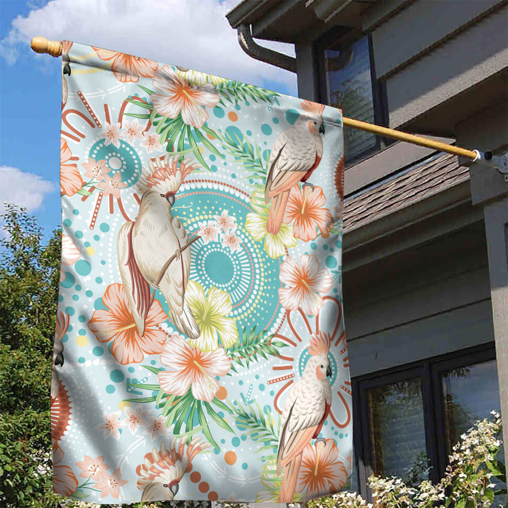 Australia Pink Cockatoo Aboriginal Art Garden Flag Tropical Hibiscus Floral Style